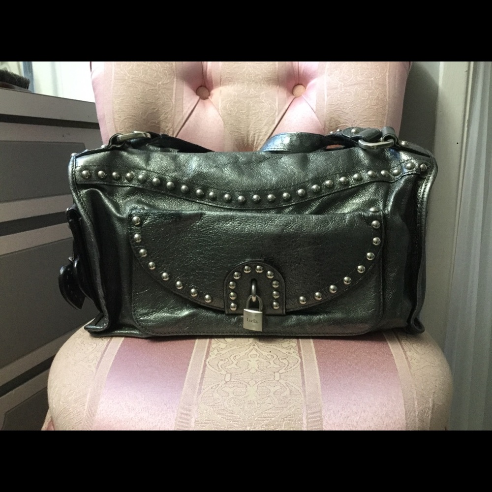 Luella silver studded leather Joni bag